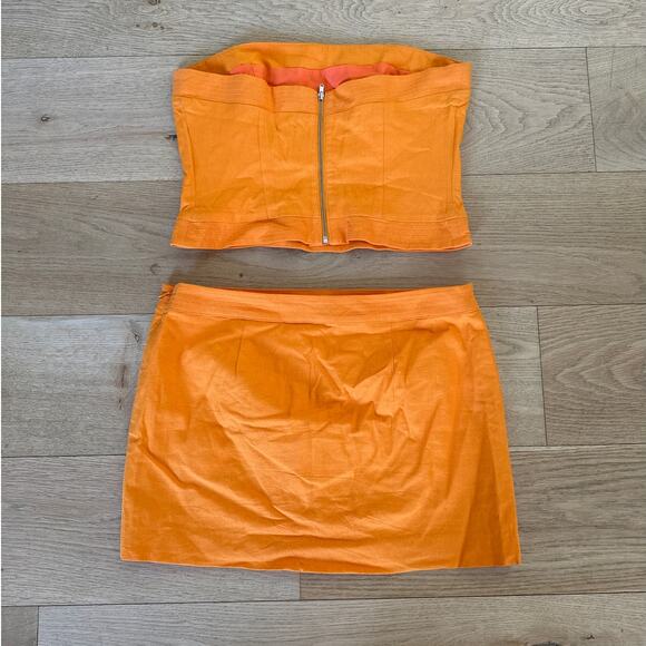 Majorelle - Ilena Bustier Strapless Top and Mini Skirt in Mango Orange - Picture 4 of 5